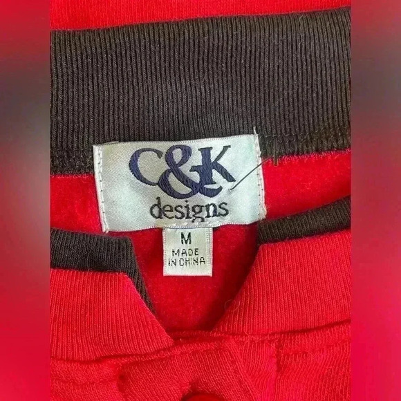 C&K Designs Music Notes Fleece Cardigan Jacket Double Crew Neck Button Front Med - Picture 4 of 11